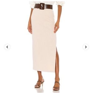 L’Academie Los Angeles Revolve Mia Midi Ribbed Long Skirt Cream Size Medium
